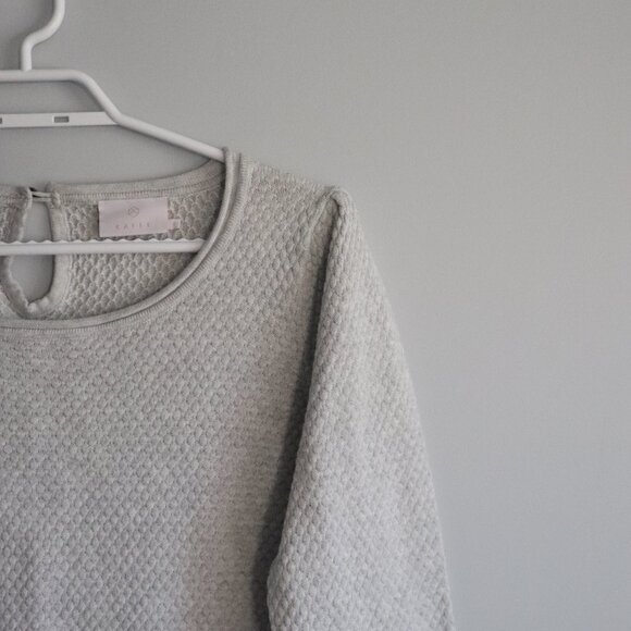 Kaffe Women Grey Sz S Edel Knit Lightweight Crewneck 3/4 Sleeve Pullover Sweater - Picture 4 of 10